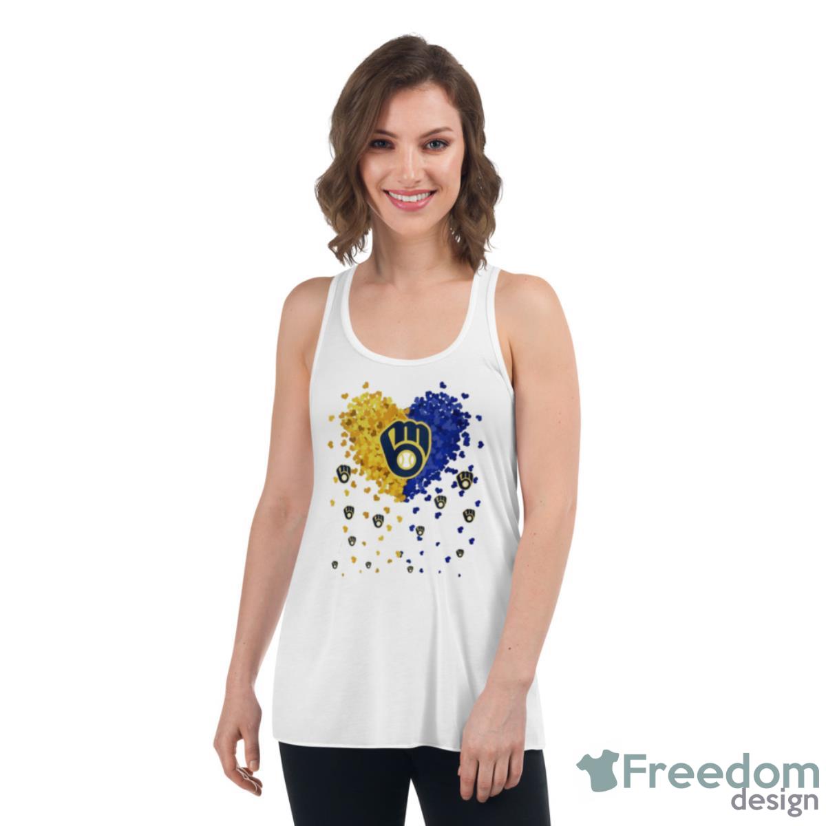Milwaukee Brewers Heart Love Shirt - Womens Flowy Racerback Tank Milwaukee Brewers Heart Love Shirt - Womens Flowy Racerback Tank