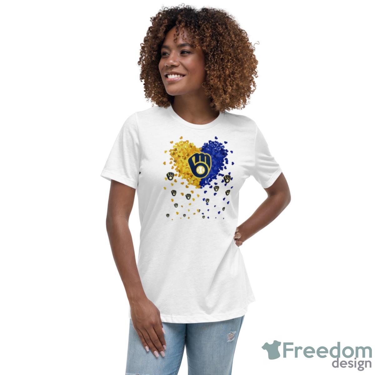 Milwaukee Brewers Heart Love Shirt - Womens Relaxed Short Sleeve Jersey Tee Milwaukee Brewers Heart Love Shirt - Womens Relaxed Short Sleeve Jersey Tee