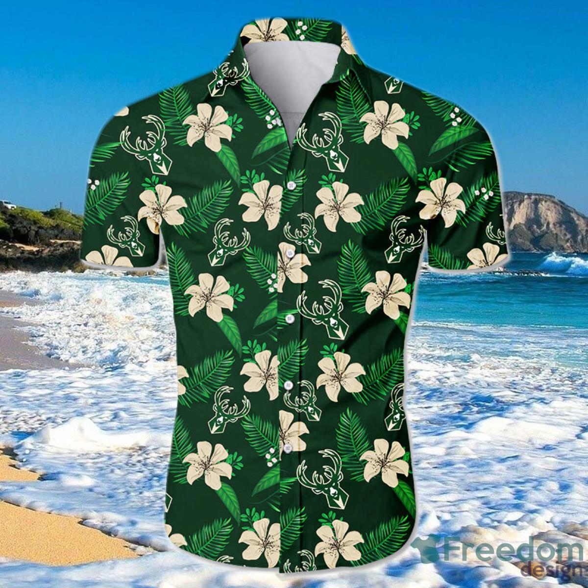 Milwaukee Bucks Hawaiian Shirt For Men And Women Small Flowers Product Photo 1