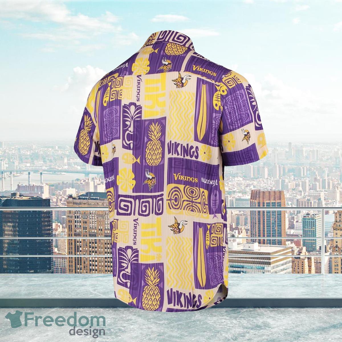 Minnesota Vikings Coast Tiki Floral Button-Up print for mens hawaiian shirt  - Freedomdesign