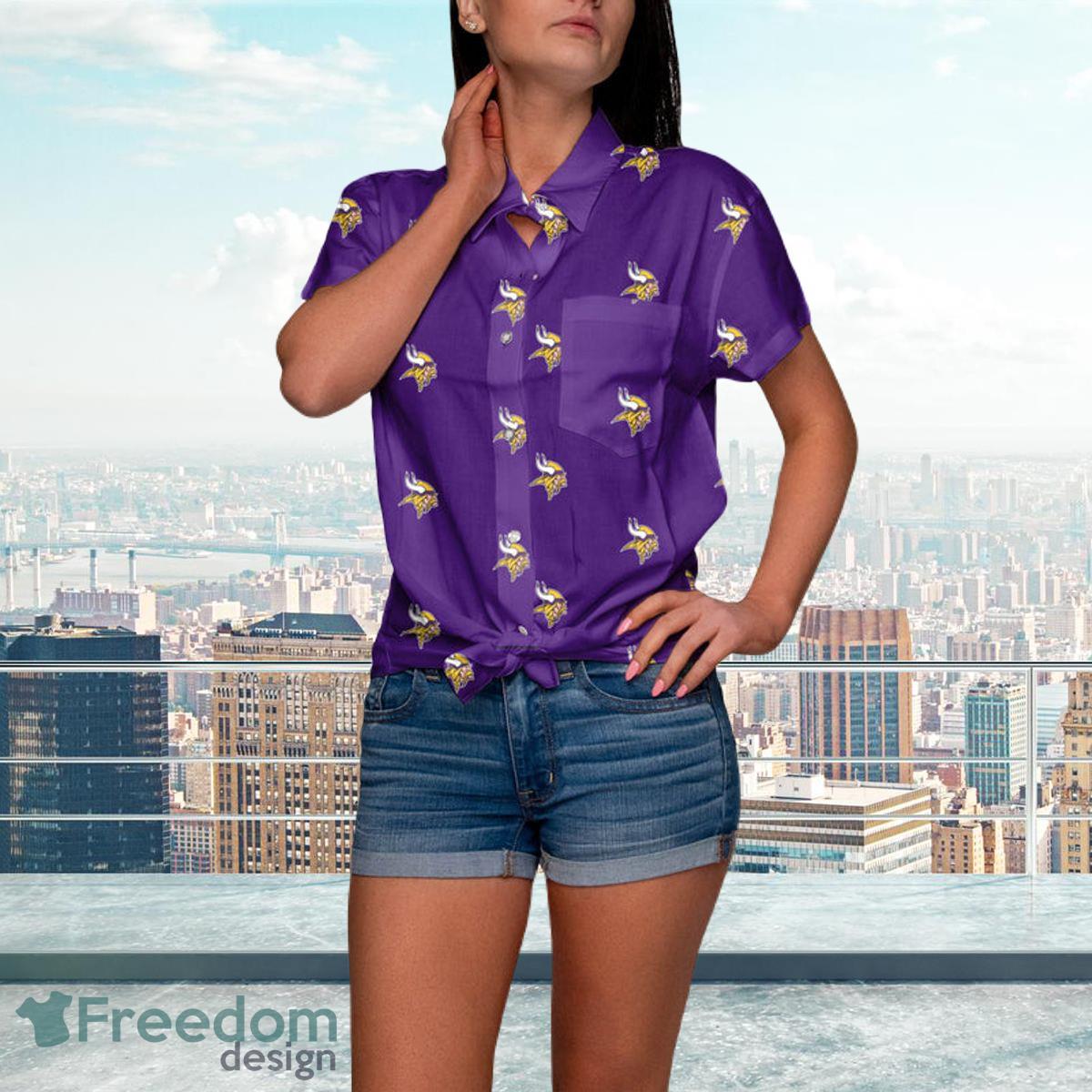 Minnesota Vikings Nfl Logo Blast Womens Button Up print for mens hawaiian  shirt - Freedomdesign