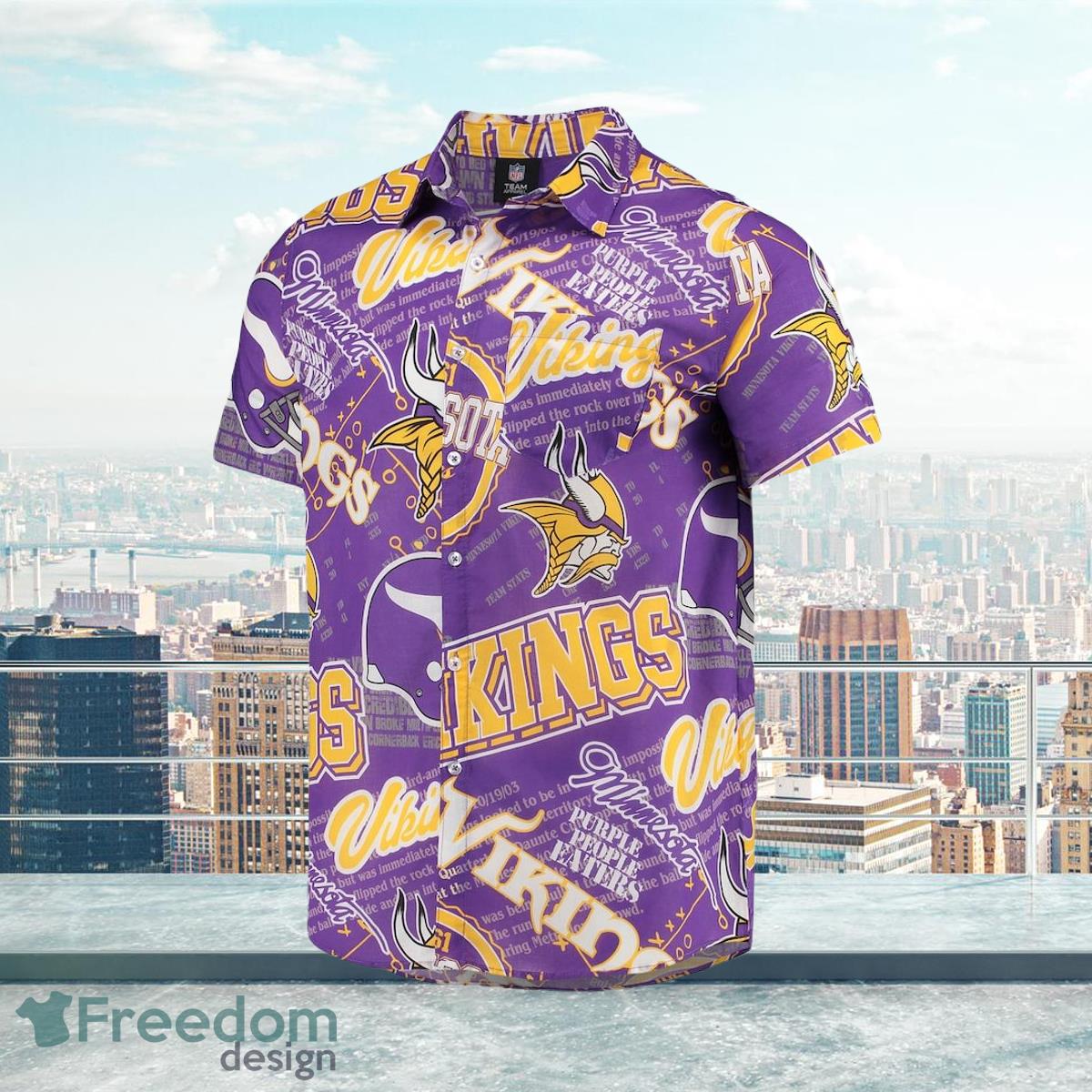 Minnesota Vikings Nfl Mens Hawaiian Button Up Shirt