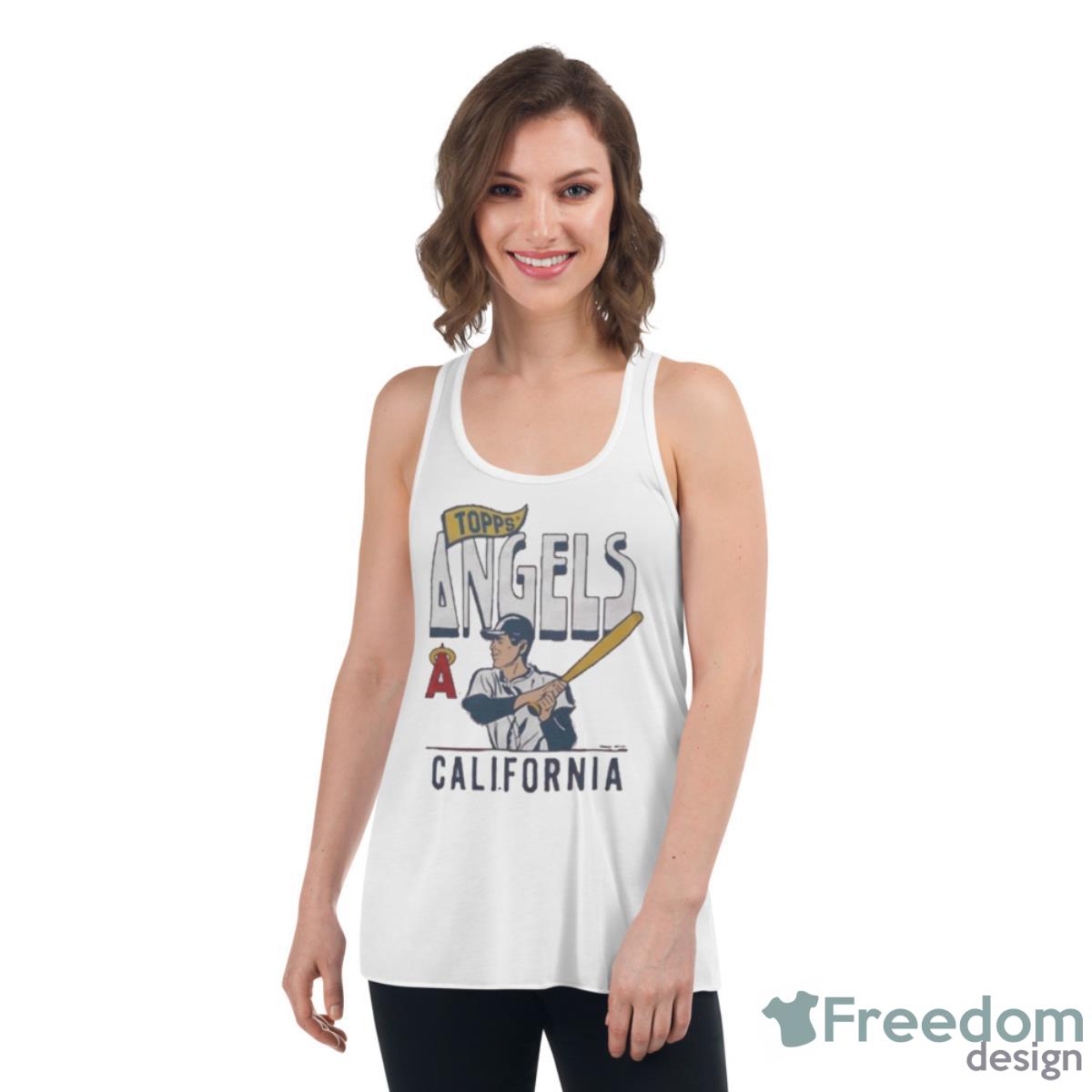 MLB X Topps Los Angeles Angels Shirt - Womens Flowy Racerback Tank MLB X Topps Los Angeles Angels Shirt - Womens Flowy Racerback Tank