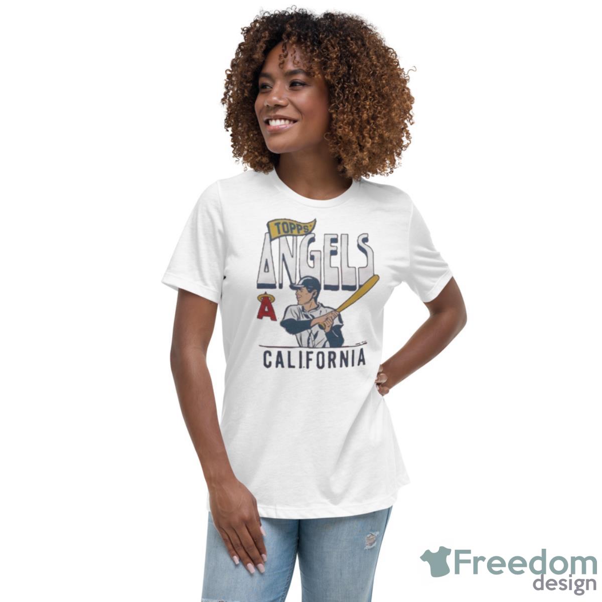 MLB X Topps Los Angeles Angels Shirt - Womens Relaxed Short Sleeve Jersey Tee MLB X Topps Los Angeles Angels Shirt - Womens Relaxed Short Sleeve Jersey Tee