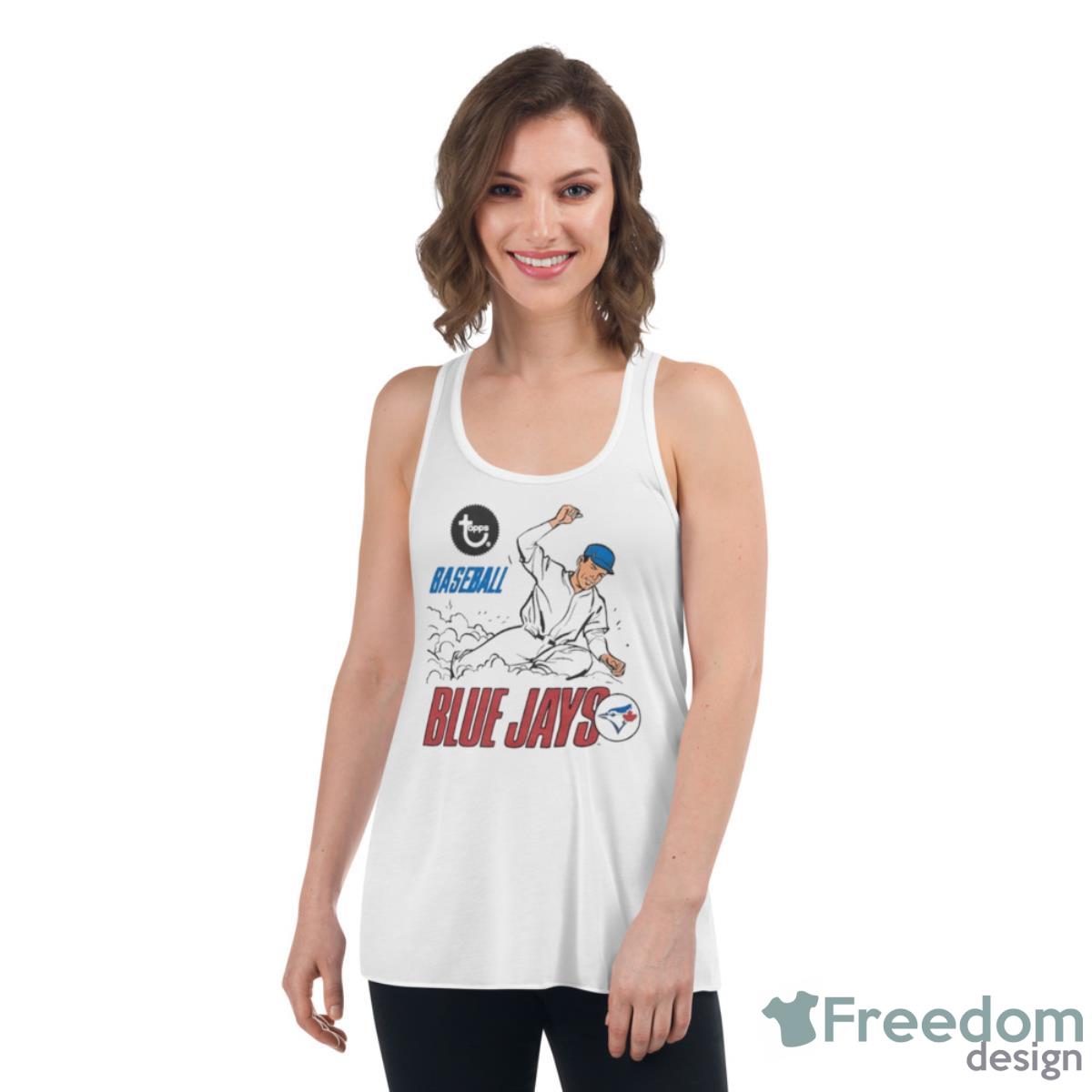 MLB X Topps Toronto Blue Jays Shirt - Womens Flowy Racerback Tank MLB X Topps Toronto Blue Jays Shirt - Womens Flowy Racerback Tank