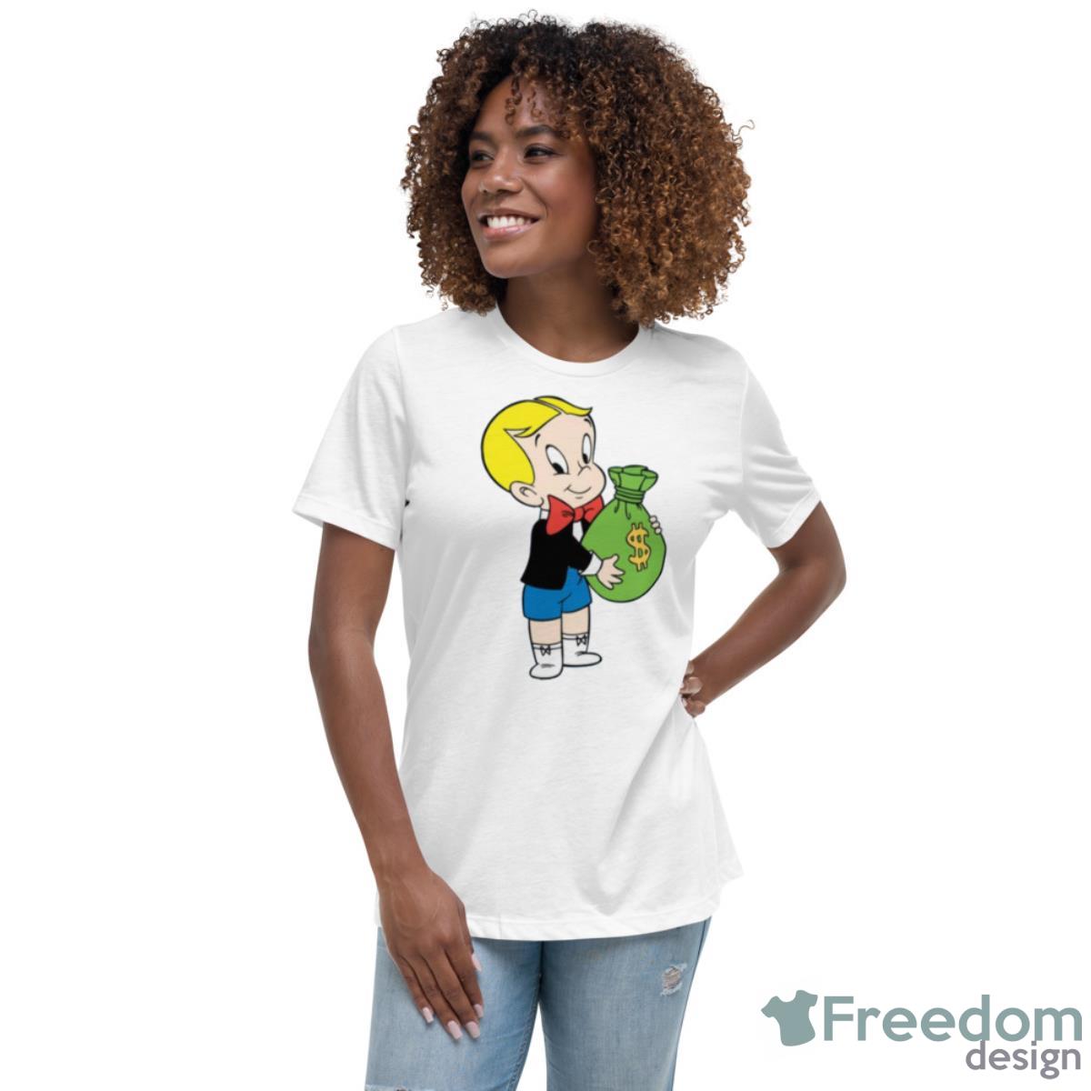 Money Bag Color Richie Rich Shirt - Womens Relaxed Short Sleeve Jersey Tee Money Bag Color Richie Rich Shirt - Womens Relaxed Short Sleeve Jersey Tee