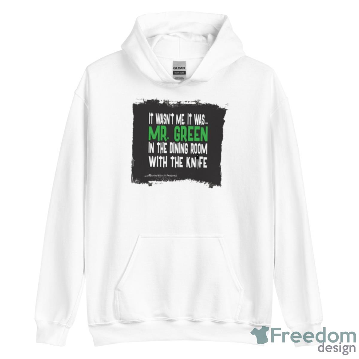 Mr Green In The Dining Room With The Knife Clue Shirt image Mr Green In The Dining Room With The Knife Clue Shirt - Unisex Heavy Blend Hooded Sweatshirt