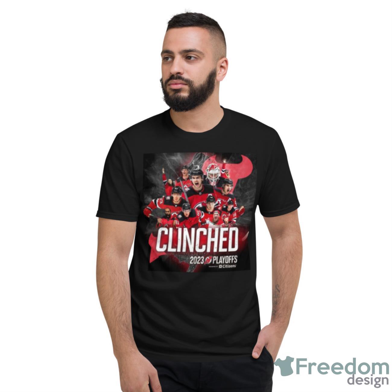 New Jersey Devils 2023 Stanley Cup Playoffs Clinched Shirt - Short Sleeve T-Shirt