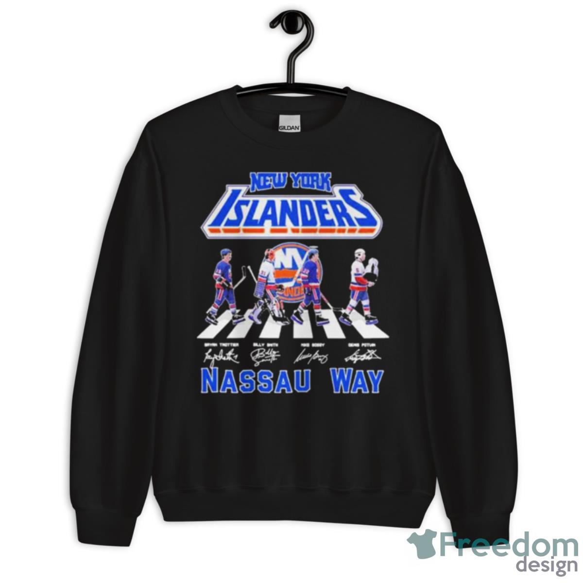 New York Islanders Abbey Road 2023 Nassau Way Signatures Shirt - Unisex Crewneck Sweatshirt