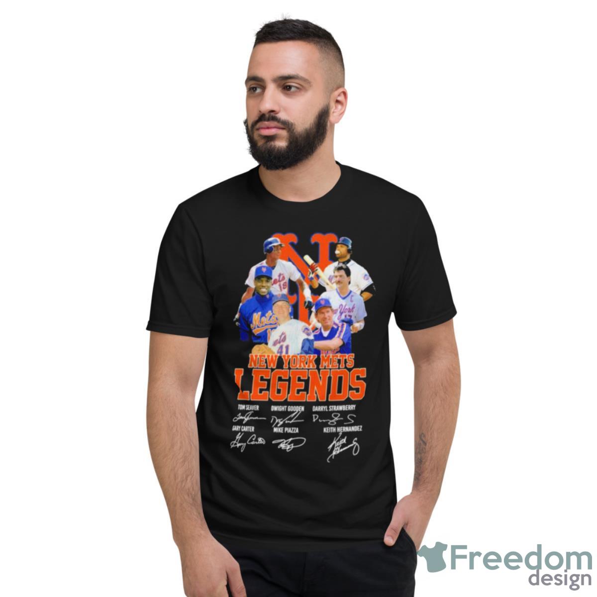 New York Mets Legends Tom Seaver Dwight Gooden Darryl Strawberry Signatures Shirt - Short Sleeve T-Shirt