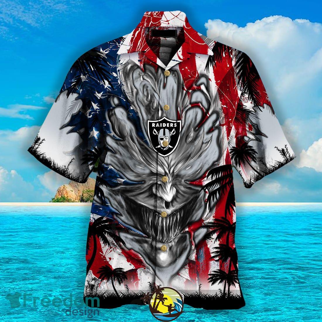 Las Vegas Raiders Hawaiian Shirt NFL Football Custom Name Gift For NFL Fans  - Freedomdesign