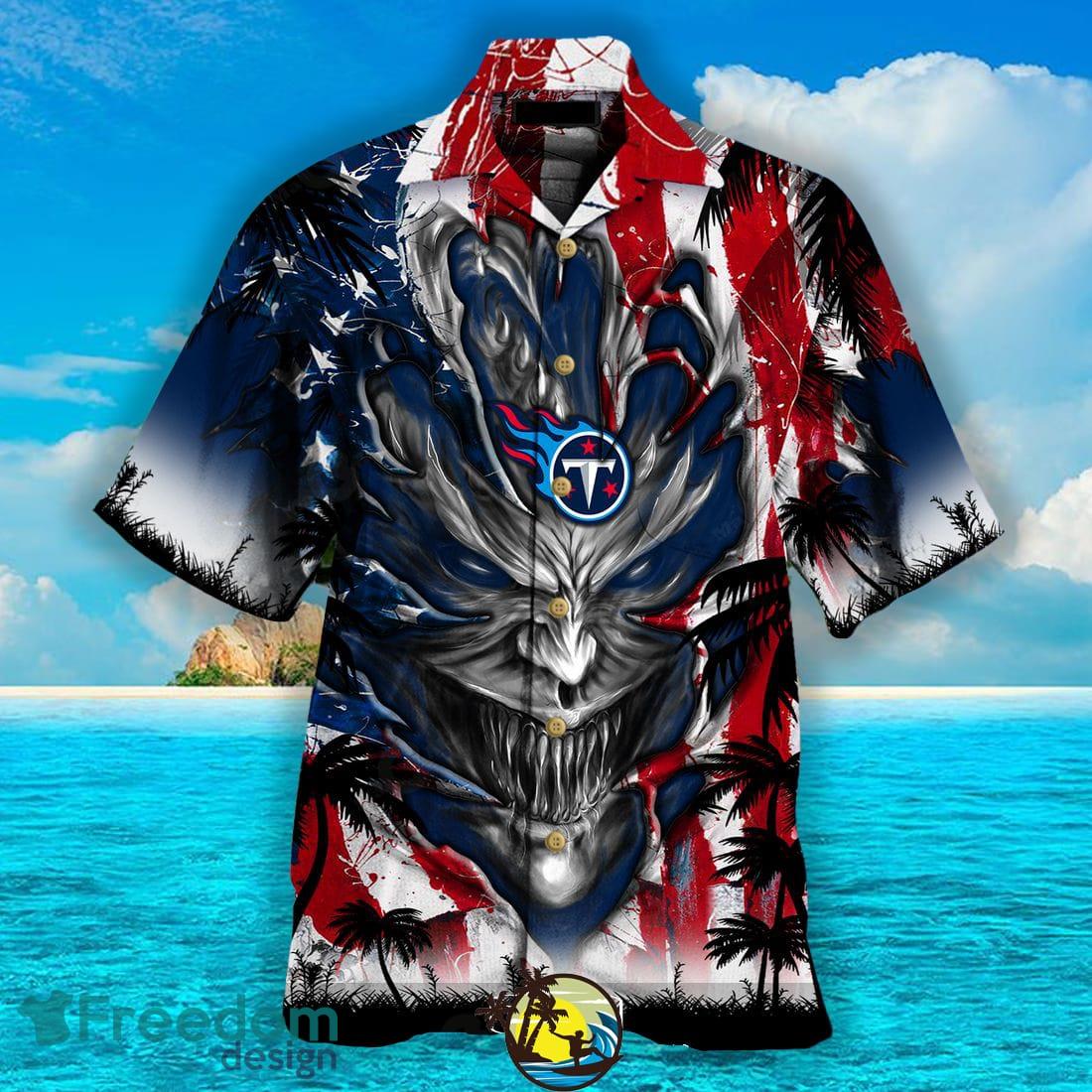 NFL Tennessee Titans US Flag Demon Face Print 3D Hawaiian Shirts Custom  Name And Number - Freedomdesign