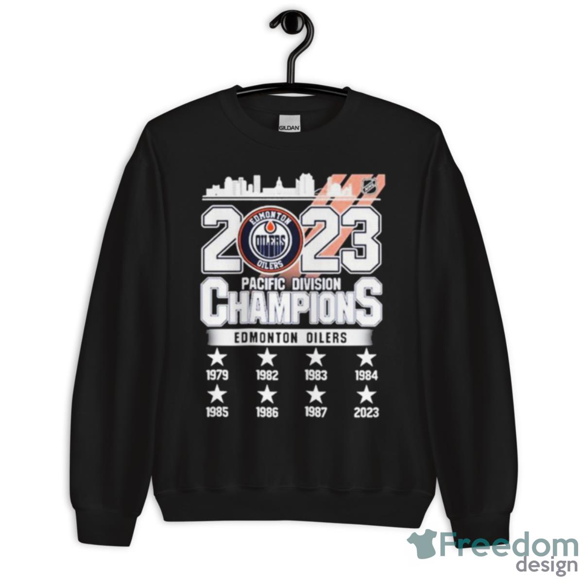 NHL 2023 Edmonton Oilers Pacific Division Champions City Shirt - Unisex Crewneck Sweatshirt