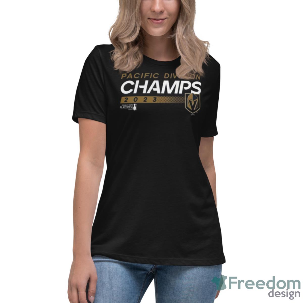Nhl Vegas Golden Knights 2023 Pacific Division Champions Shirt - Womens Relaxed Short Sleeve Jersey Tee Nhl Vegas Golden Knights 2023 Pacific Division Champions Shirt - Womens Relaxed Short Sleeve Jersey Tee