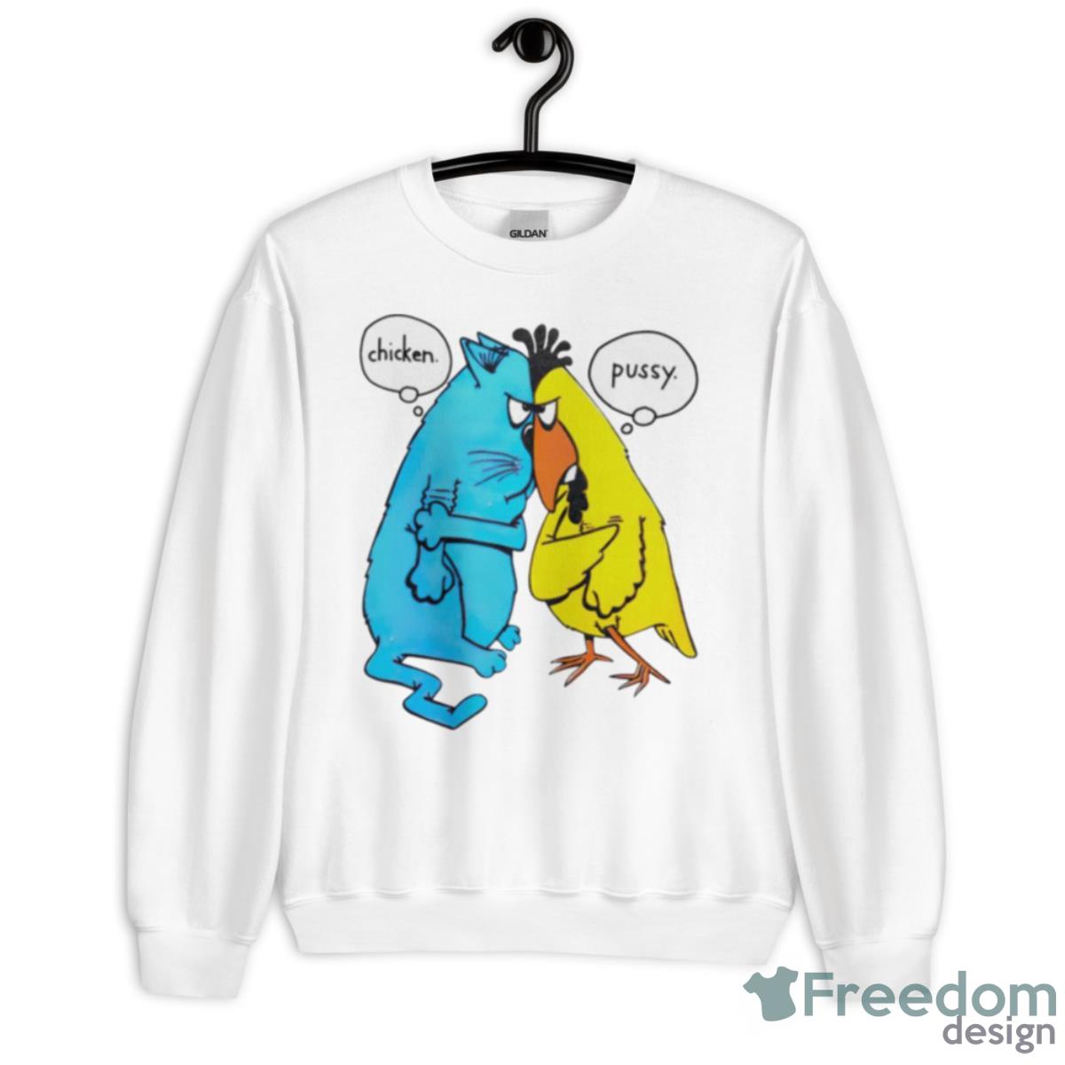 Nick Sturniolo Wearing Cartoon Chicken Pussy Single Stitch Shirt - Unisex Heavy Blend Crewneck Sweatshirt