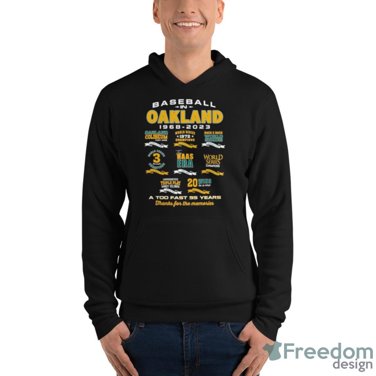 Oakland In Baseball 1968 2023 A Too Fast 55 Years Thank For The Memories Shirt - Unisex Fleece Pullover Hoodie Oakland In Baseball 1968 2023 A Too Fast 55 Years Thank For The Memories Shirt - Unisex Fleece Pullover Hoodie