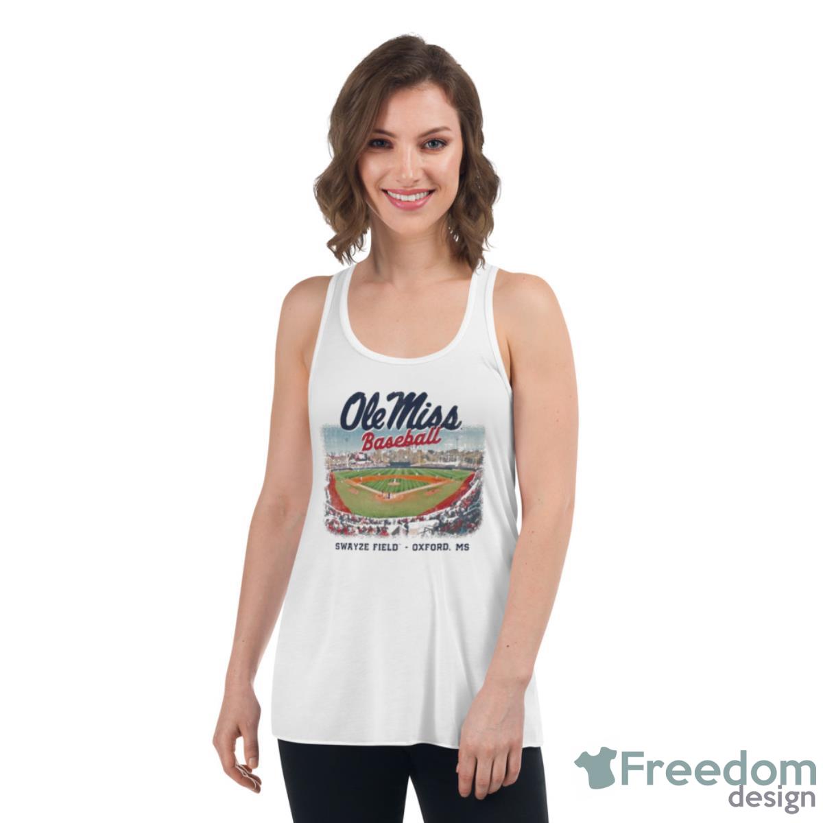 Ole Miss Rebels Baseball Stadium Shirt - Womens Flowy Racerback Tank Ole Miss Rebels Baseball Stadium Shirt - Womens Flowy Racerback Tank