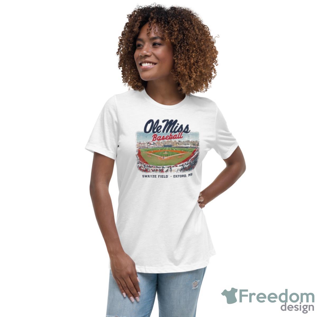 Ole Miss Rebels Baseball Stadium Shirt - Womens Relaxed Short Sleeve Jersey Tee Ole Miss Rebels Baseball Stadium Shirt - Womens Relaxed Short Sleeve Jersey Tee