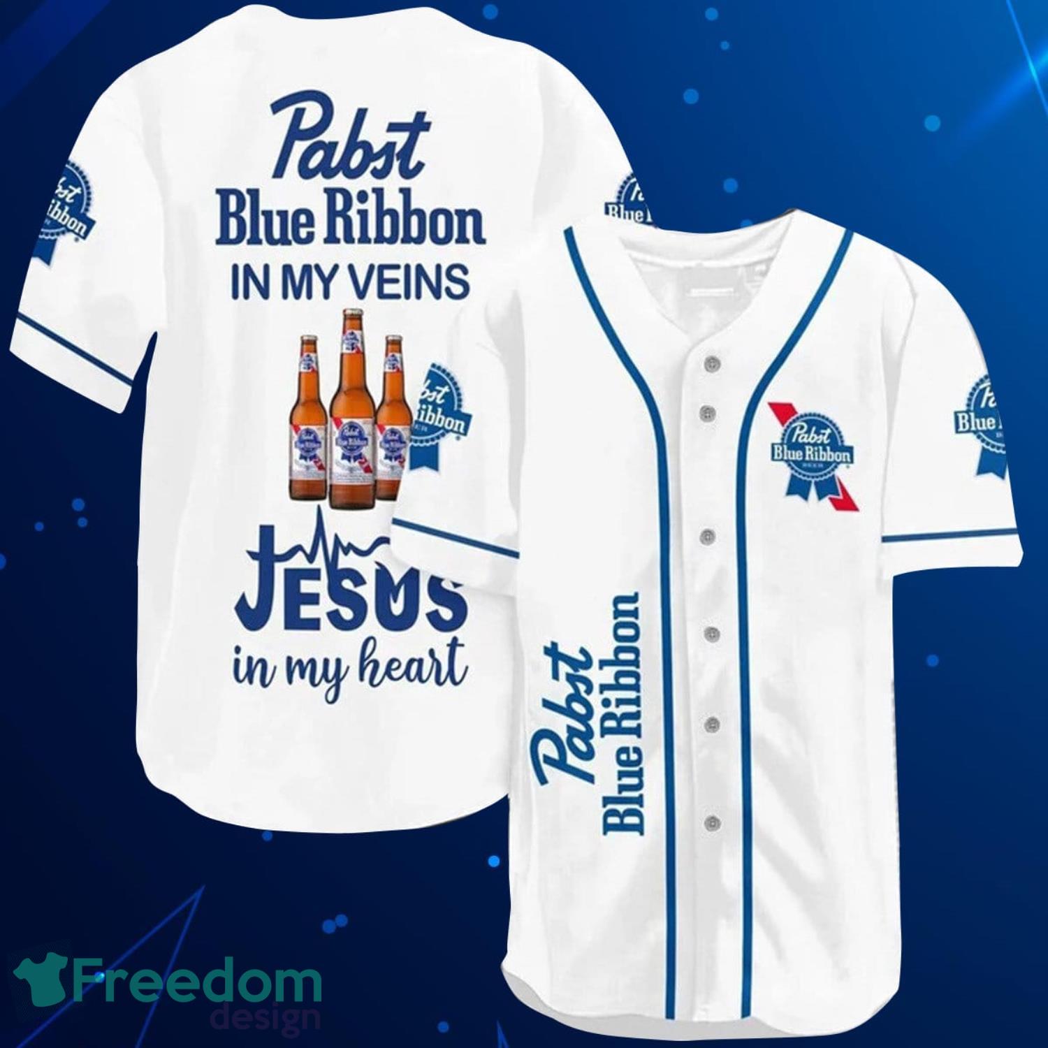 Pabst Blue Ribbon In My Veins Baseball Jersey Shirt Product Photo 1