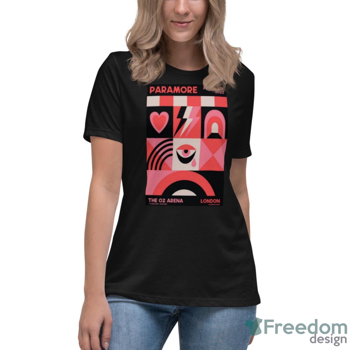 Paramore The O2 Arena London April 23 2023 Shirt - Womens Relaxed Short Sleeve Jersey Tee Paramore The O2 Arena London April 23 2023 Shirt - Womens Relaxed Short Sleeve Jersey Tee