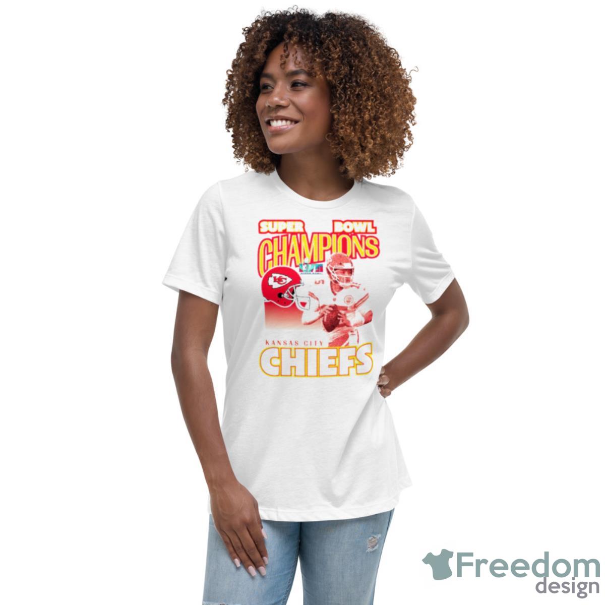 Patrick Mahomes Super Champions Of LVII Kansas City Chiefs Shirt - Womens Relaxed Short Sleeve Jersey Tee Patrick Mahomes Super Champions Of LVII Kansas City Chiefs Shirt - Womens Relaxed Short Sleeve Jersey Tee
