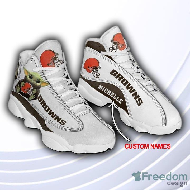 Personalized Name Shoes Cleveland Brown Jordan 13 Customized Name Sneakers  - Freedomdesign