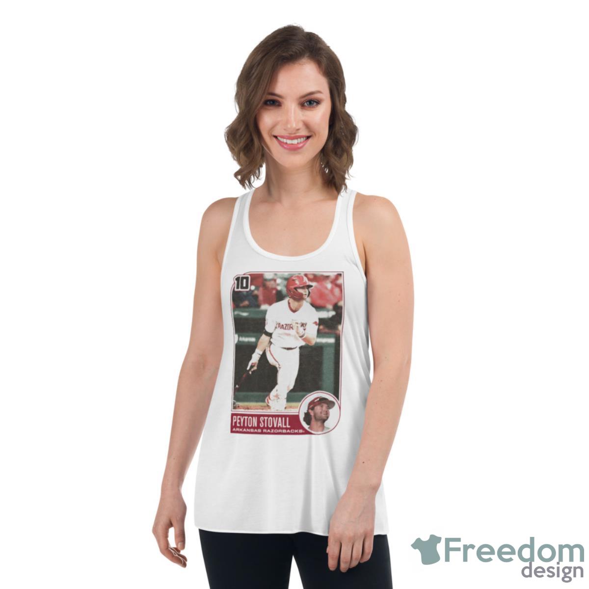 Peyton Stovall Baseball Card Shirt - Womens Flowy Racerback Tank Peyton Stovall Baseball Card Shirt - Womens Flowy Racerback Tank