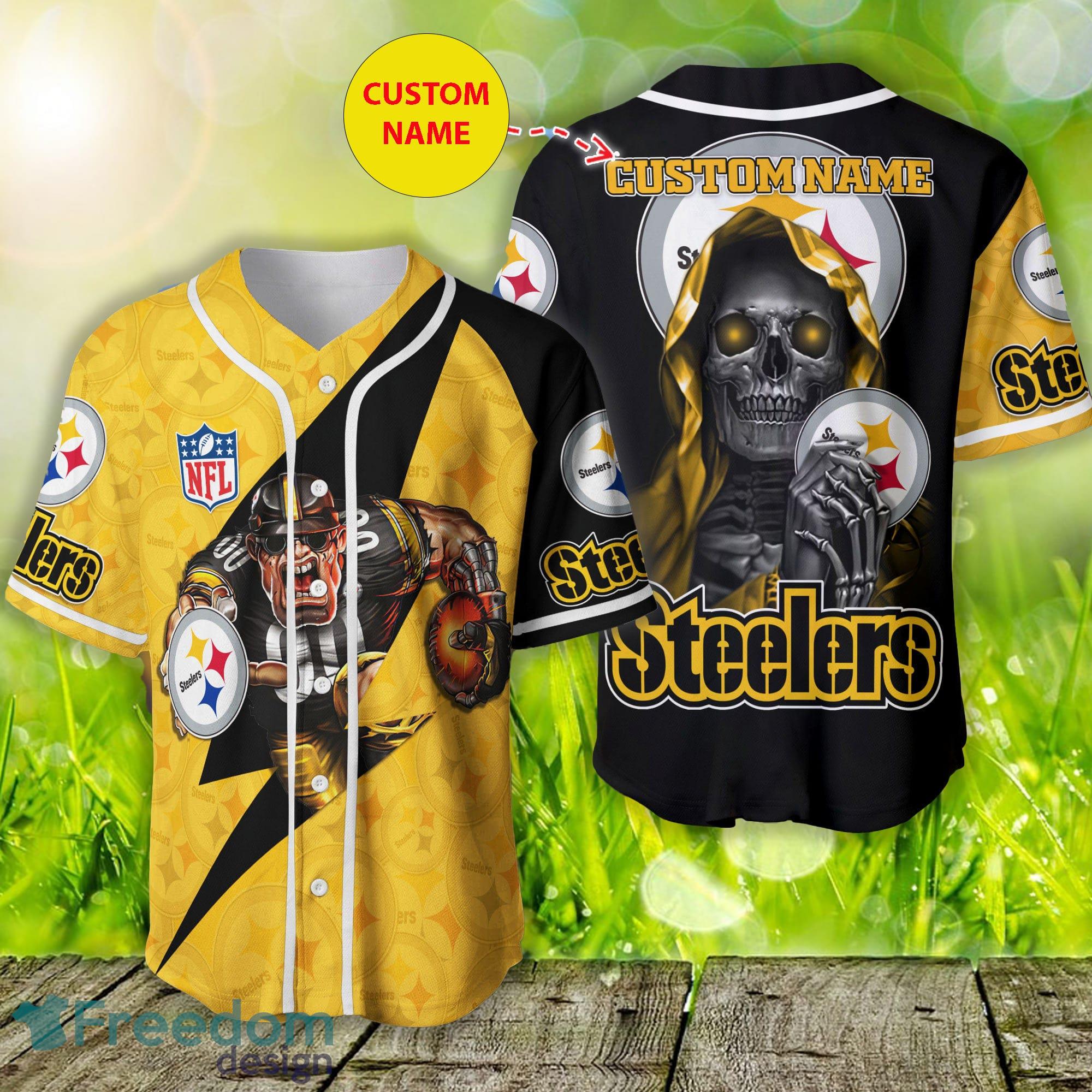 Pittsburgh Steelers Baseball Jersey 3D Shirts Print Skull Custom Name For  Fans - Freedomdesign