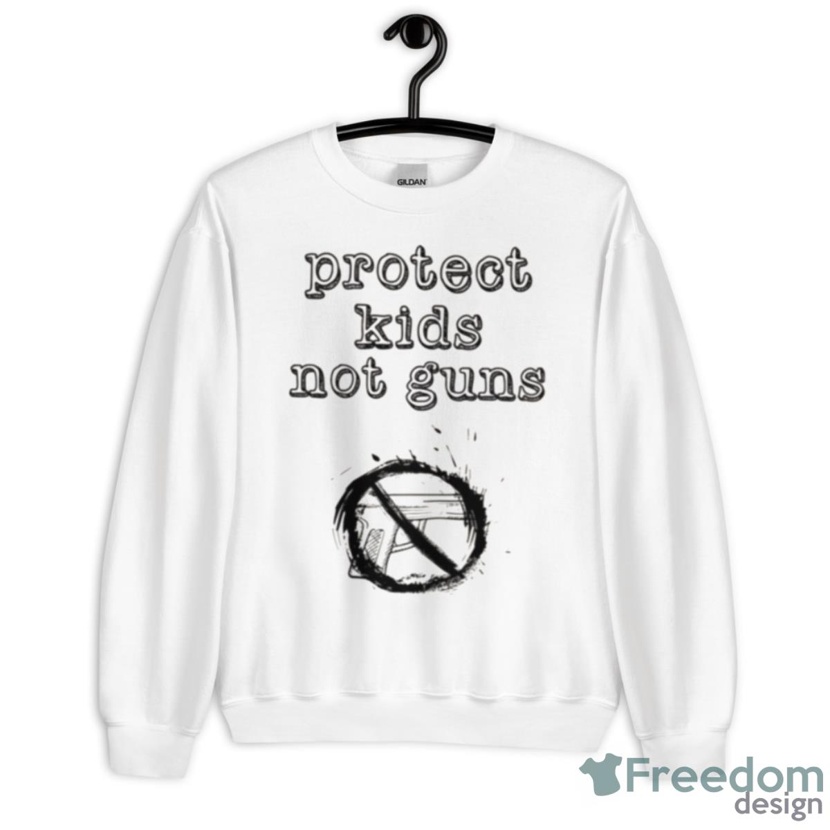 Protect Kids Not Guns Vintage Font Black Text Shirt - Unisex Heavy Blend Crewneck Sweatshirt