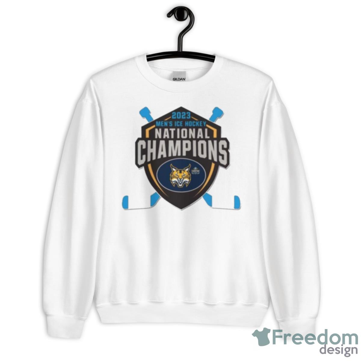 Quinnipiac Bobcats 2023 NCAA Men’s Ice Hockey National Champions Collector Shirt - Unisex Heavy Blend Crewneck Sweatshirt