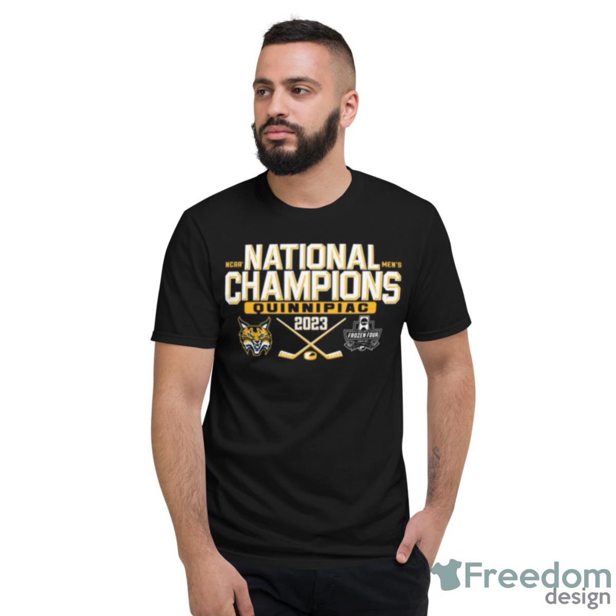 Quinnipiac Bobcats 2023 NCAA Men’s Ice Hockey National Champions Shirt - Short Sleeve T-Shirt