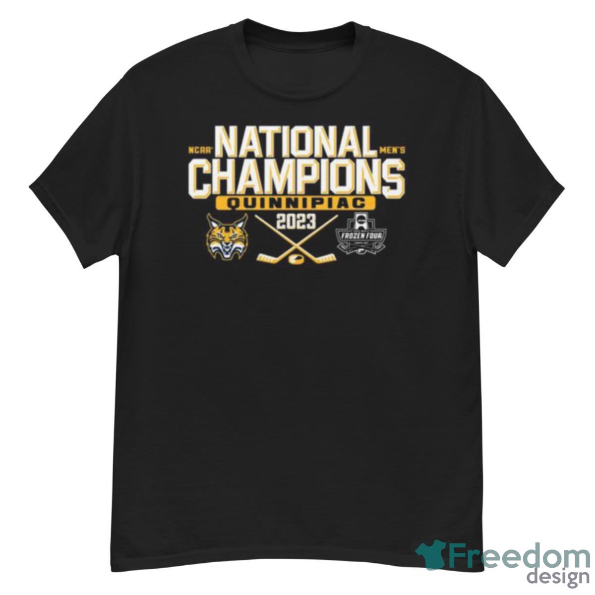 Quinnipiac Bobcats 2023 NCAA Men’s Ice Hockey National Champions Shirt - G500 Men’s Classic T-Shirt