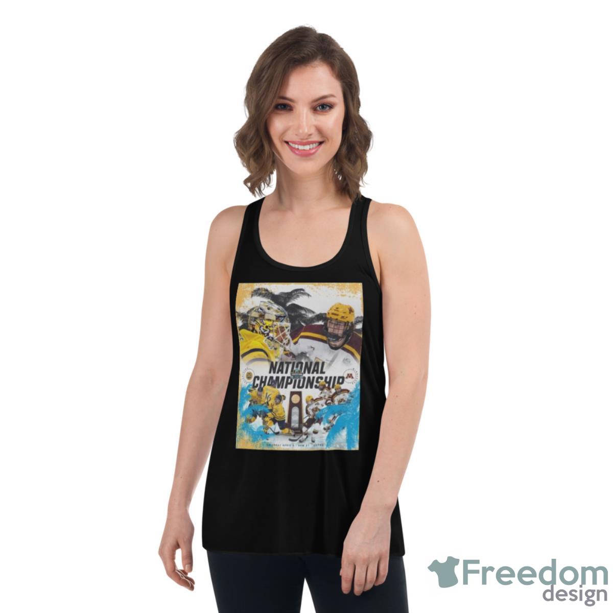 Quinnipiac University Bobcats Vs Minnesota Golden Ghophers Men’s Ice Hockey National Championship 2023 Shirt - Womens Flowy Racerback Tank Quinnipiac University Bobcats Vs Minnesota Golden Ghophers Men’s Ice Hockey National Championship 2023 Shirt - Womens Flowy Racerback Tank