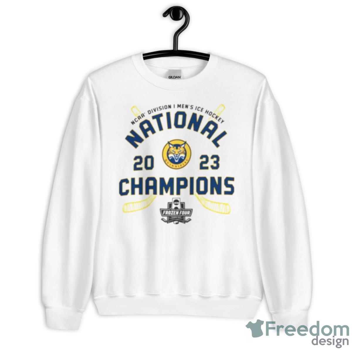 Quinnipiac University Men’s Hockey 2023 National Champions Locker Room Shirt - Unisex Heavy Blend Crewneck Sweatshirt