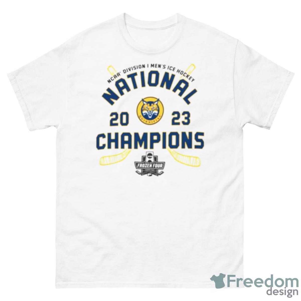 Quinnipiac University Men’s Hockey 2023 National Champions Locker Room Shirt - 500 Men’s Classic Tee Gildan