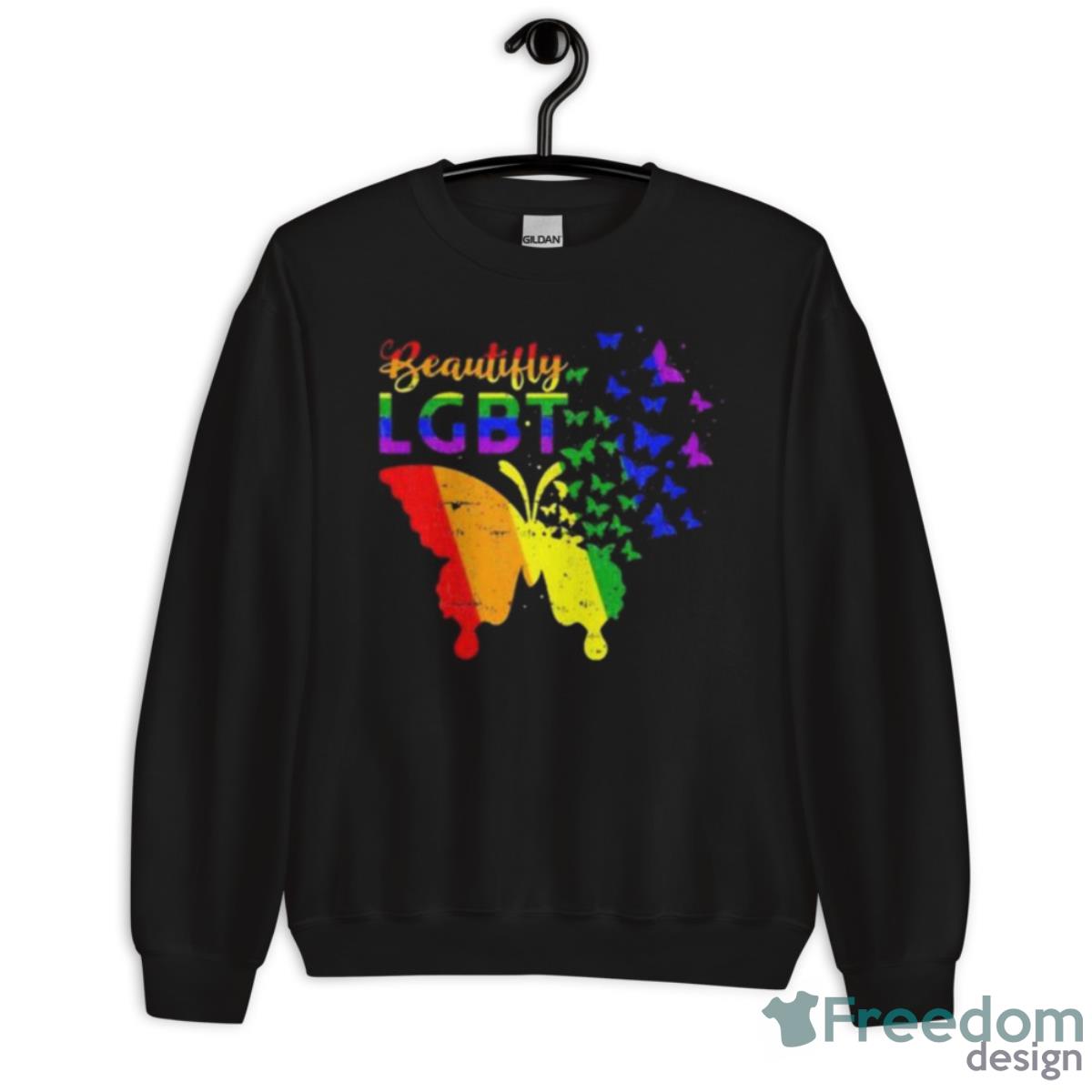 Rainbow Flag Butterfly LGBT 2023 Shirt - Unisex Crewneck Sweatshirt