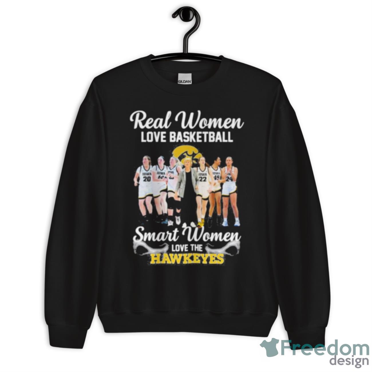 Real Women Love Basketball Smart Women Love The Hawkeyes Women’s Basketball 2023 Shirt image Real Women Love Basketball Smart Women Love The Hawkeyes Women’s Basketball 2023 Shirt - Unisex Crewneck Sweatshirt
