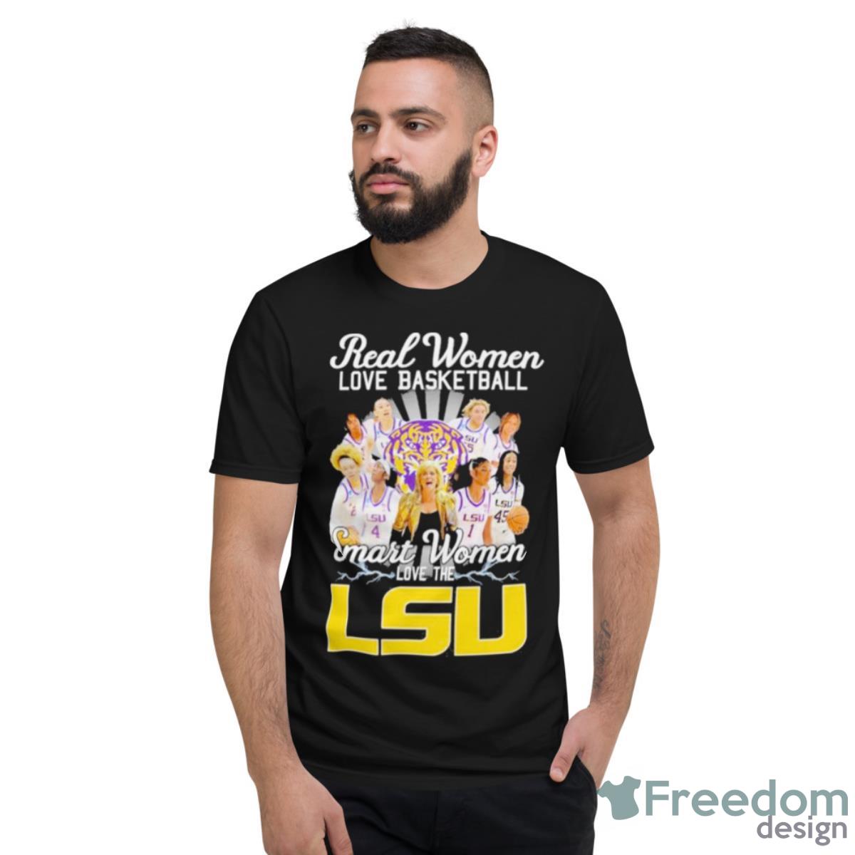 Real Women Love Basketball Smart Women Love The LSU Tiger 2023 NCAA Champions Shirt - Short Sleeve T-Shirt