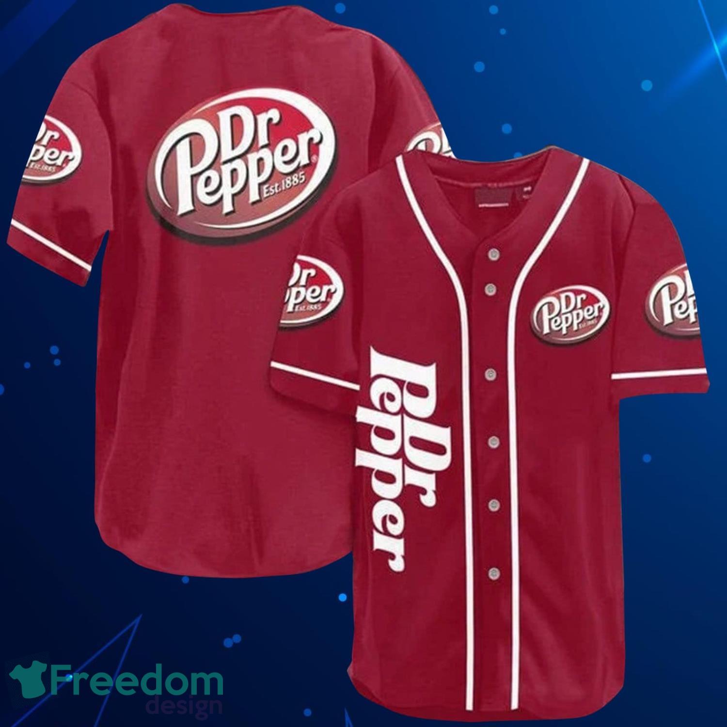 Red Dr. Pepper Baseball Jersey Shirt Product Photo 1