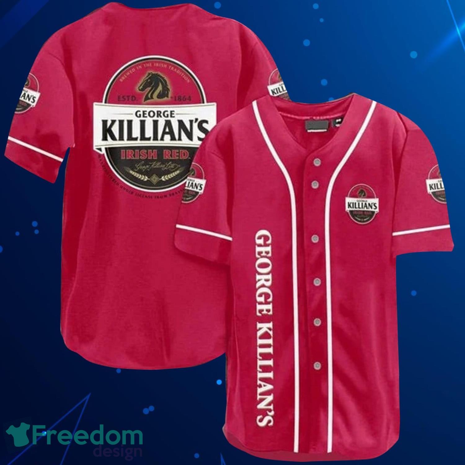 Red George Killian's Beer Baseball Jersey Shirt Product Photo 1