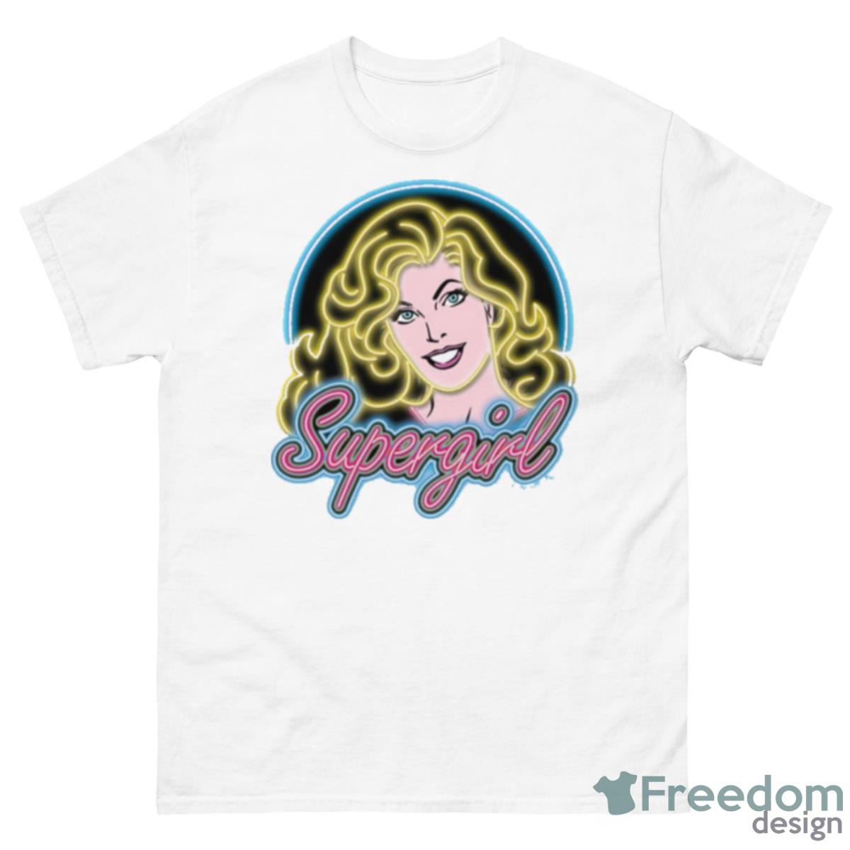 Retro Neon Lights Graphic Supergirl Shirt - 500 Men’s Classic Tee Gildan