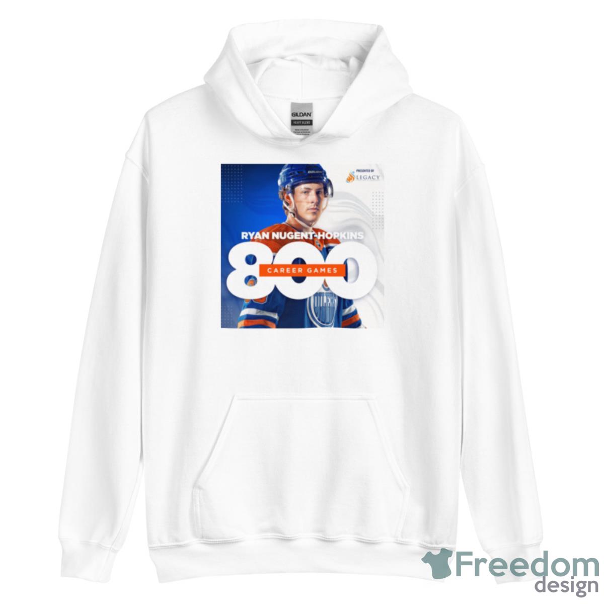 Ryan Nugent Hopkins Edmonton Oilers 800 NHL Career Games Title Season Shirt - Unisex Heavy Blend Hooded Sweatshirt