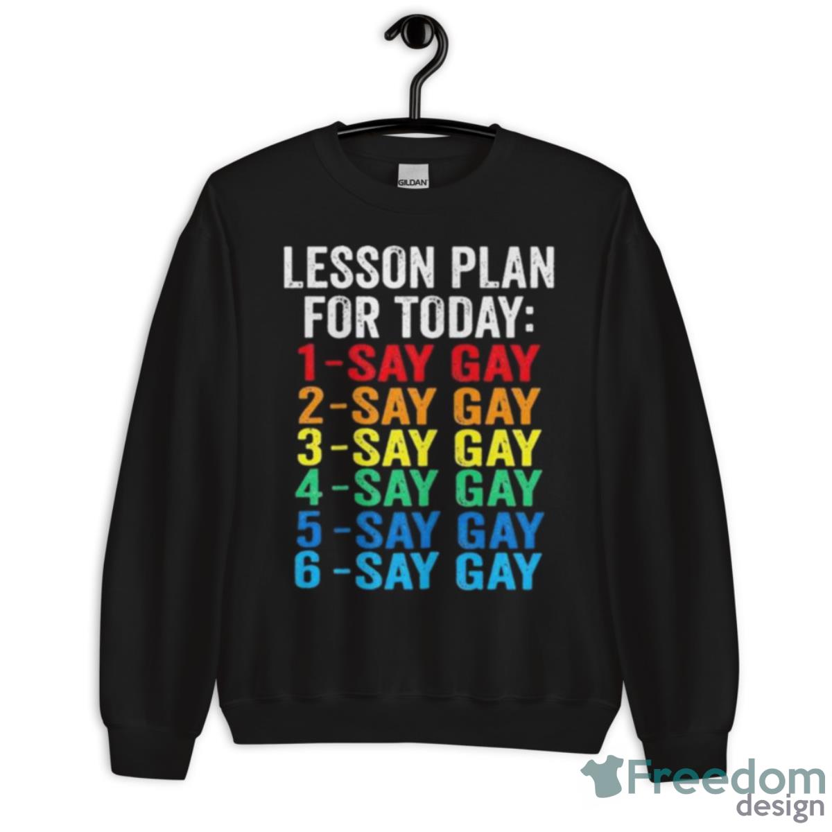 Say Gay Rainbow NBA Floral Stay Proud LGBTQ Gay Rights 2023 Shirt - Unisex Crewneck Sweatshirt