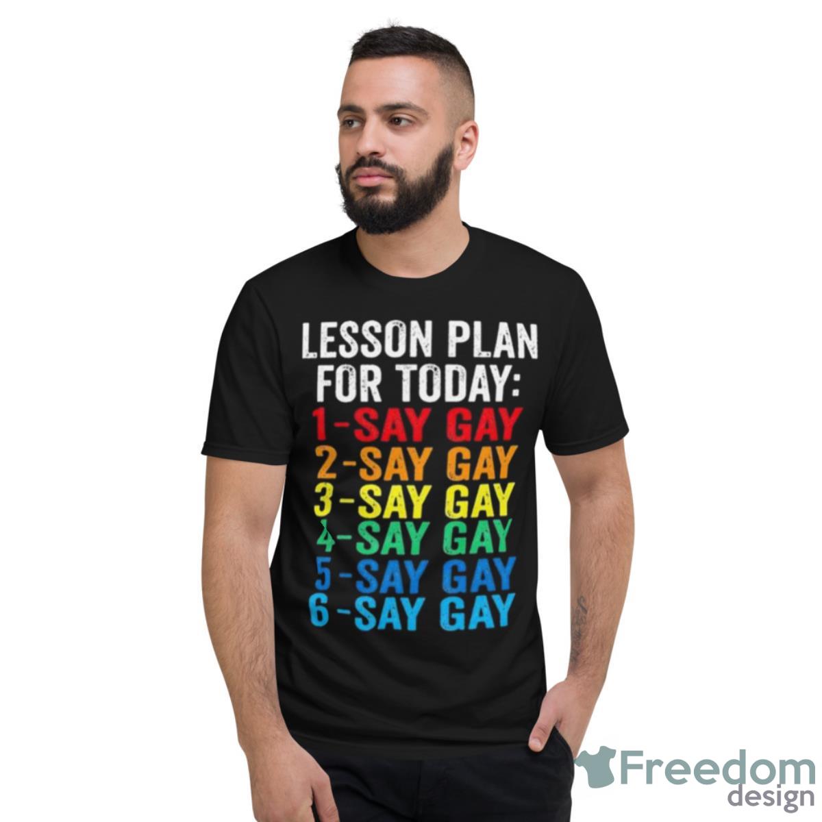 Say Gay Rainbow NBA Floral Stay Proud LGBTQ Gay Rights 2023 Shirt - Short Sleeve T-Shirt