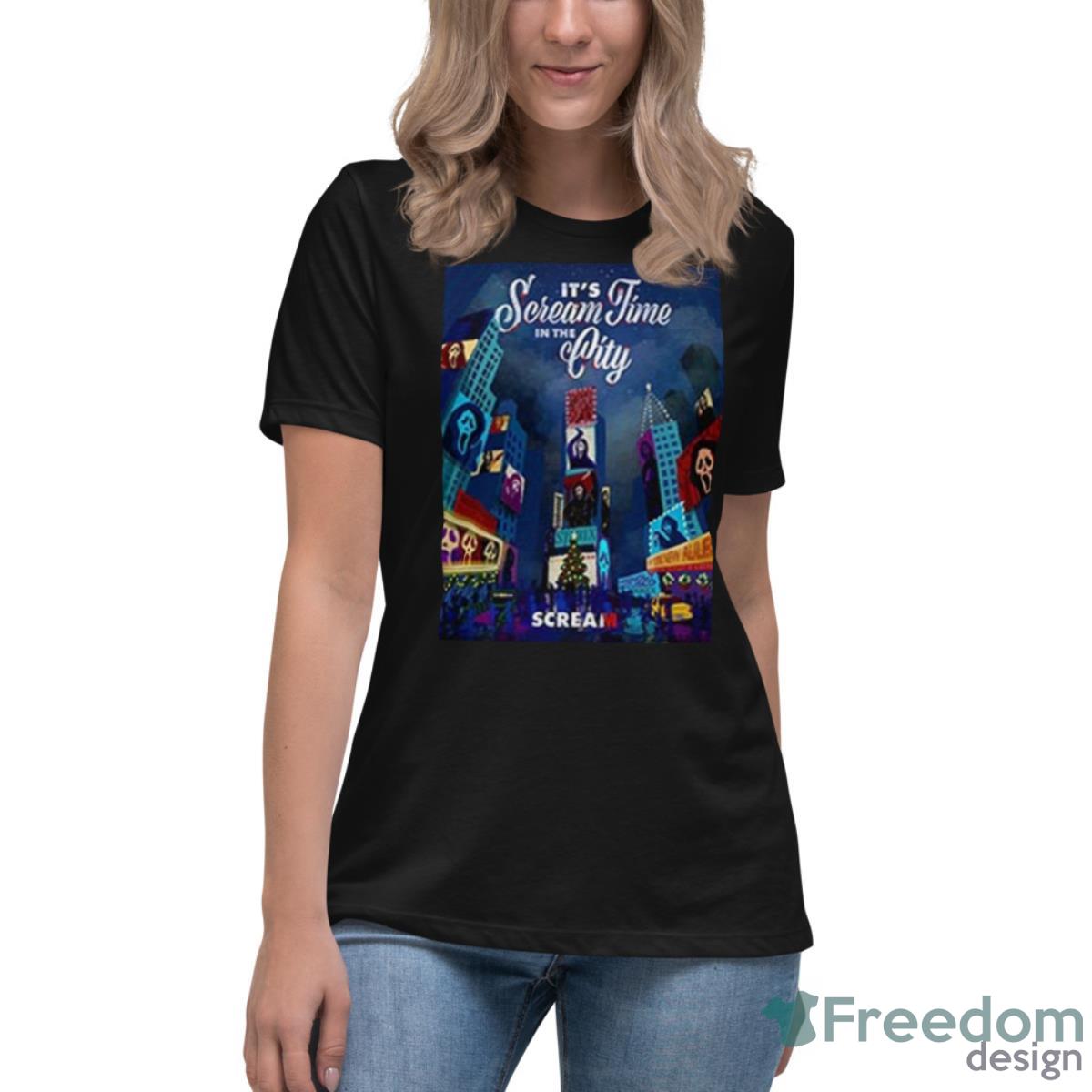Scream VI New Poster Art Its Scream Time In The City Shirt - Womens Relaxed Short Sleeve Jersey Tee Scream VI New Poster Art Its Scream Time In The City Shirt - Womens Relaxed Short Sleeve Jersey Tee