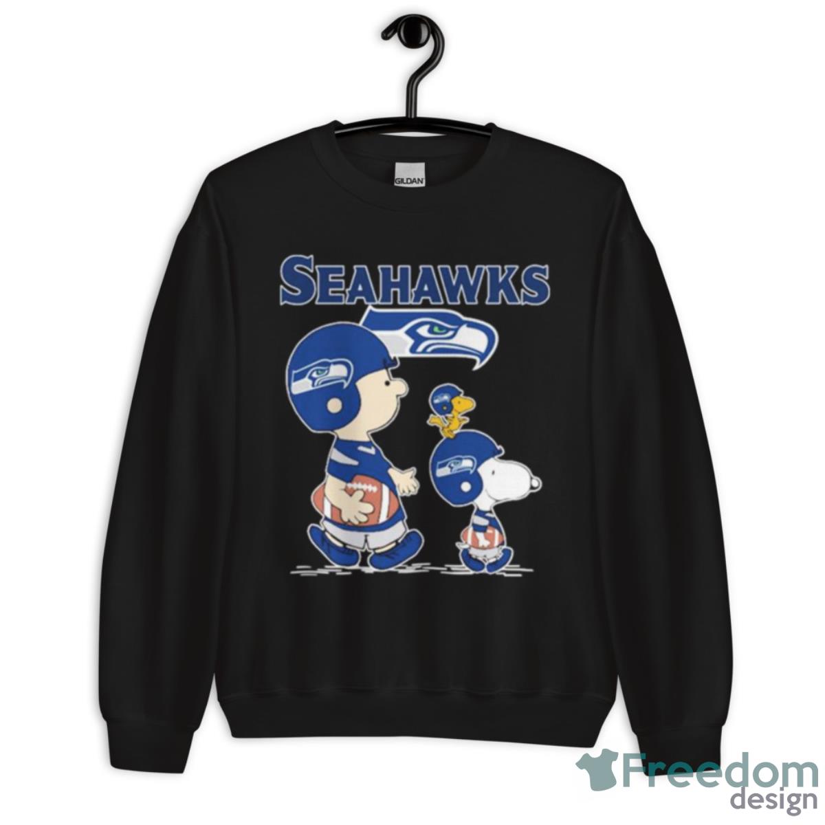 Seattle Seahawks Snoopy Plays The Football Game Shirt - Unisex Crewneck Sweatshirt