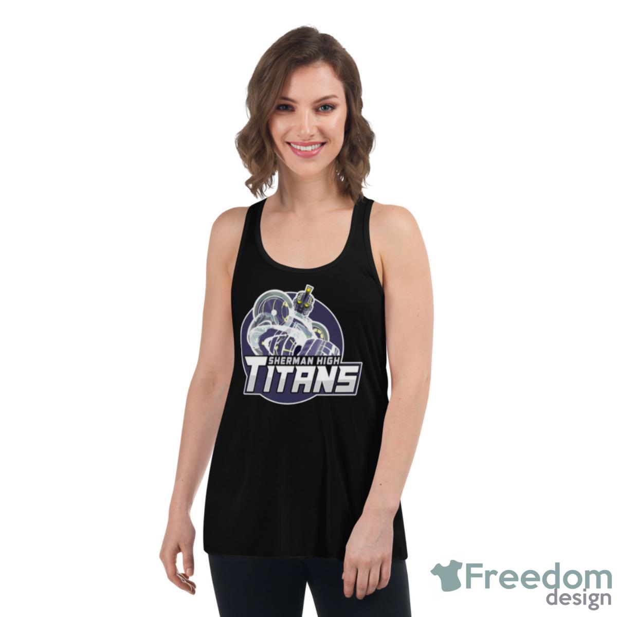 Sherman High Titans Shirt - Womens Flowy Racerback Tank Sherman High Titans Shirt - Womens Flowy Racerback Tank