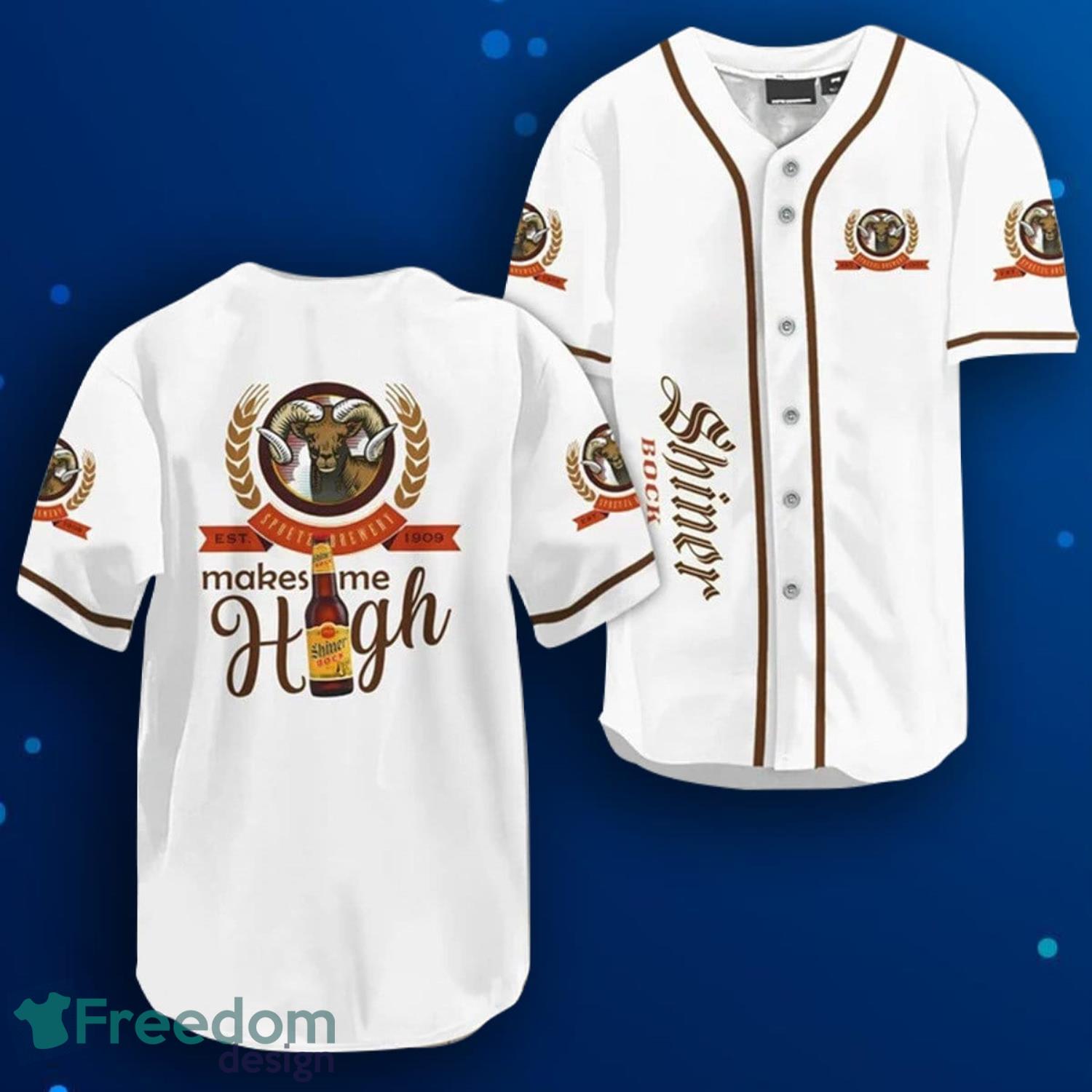 Shiner Bock Beer Make Me High Baseball Jersey Product Photo 1