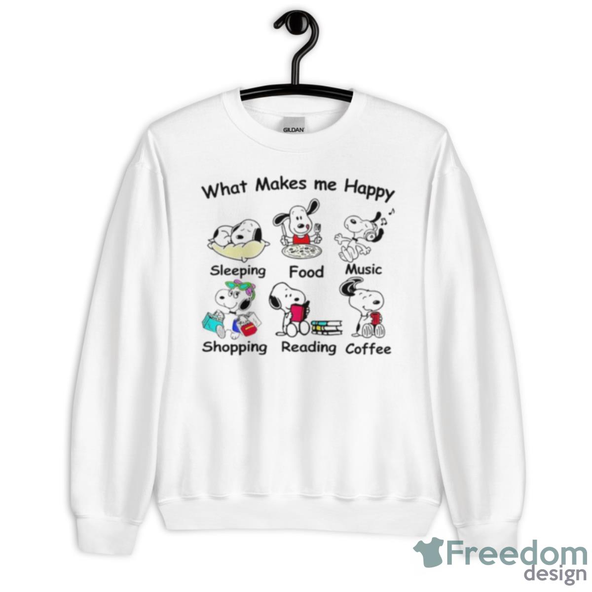 Snoopy What Makes Me Happy Shopping Reading Coffee Shirt - Unisex Heavy Blend Crewneck Sweatshirt