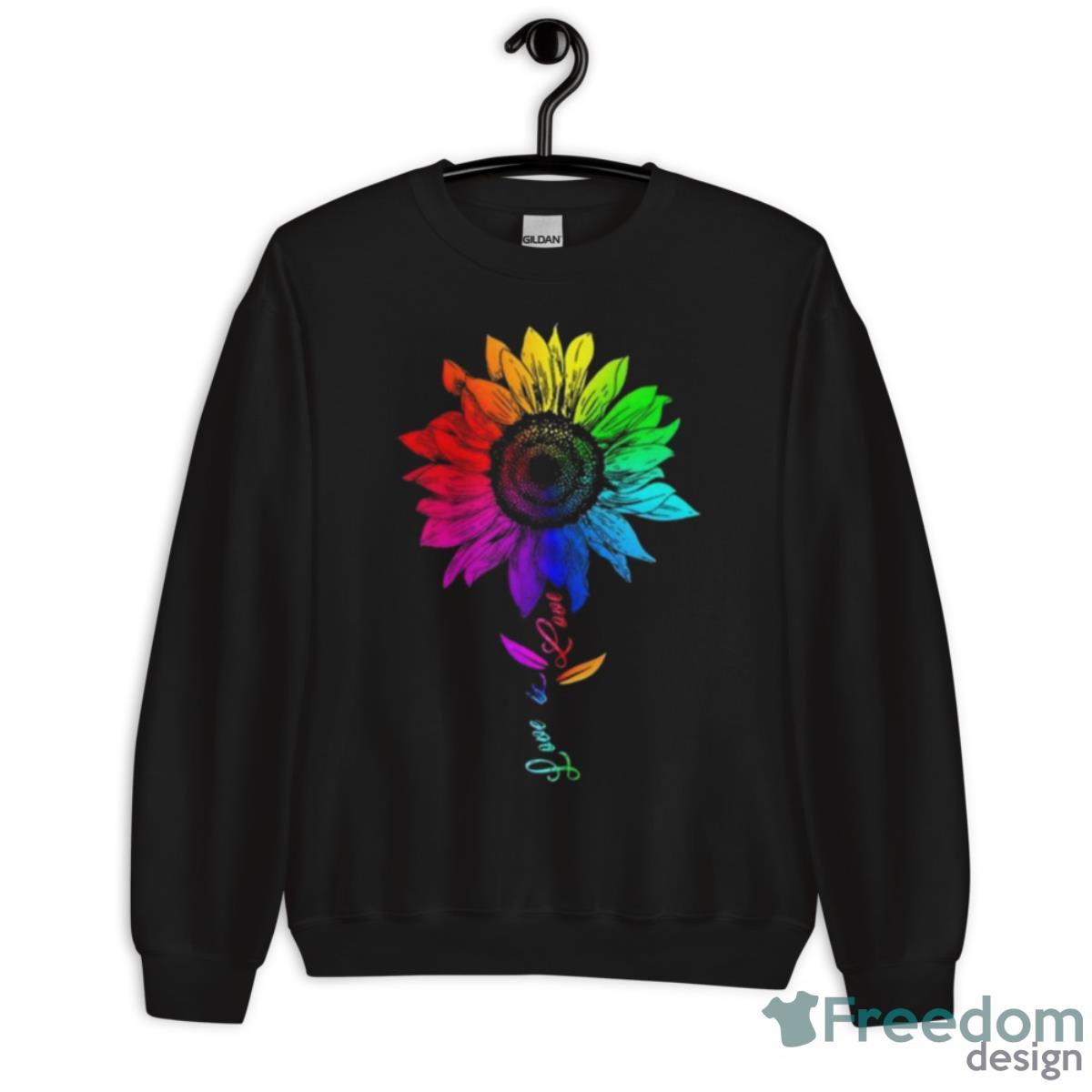 Sunflower Rainbow Love Is Love LGBT Lesbian Gay Pride Month 2023 Shirt - Unisex Crewneck Sweatshirt